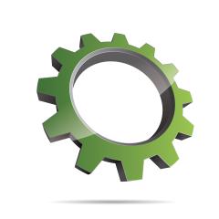 green gear or cogwheel 3d vector icon as logo formation in silver metalic glossy colors, Corporate design. Vector illustration. Eps 10 vector file. - Stockfoto- Stock Photo or Stock Video of rcfotostock | RC Photo Stock