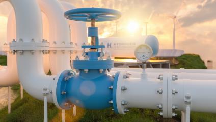 Green Hydrogen renewable energy production pipeline - green hydrogen gas for clean electricity solar and windturbine facility at sunset concept image - Stock Photo or Stock Video of rcfotostock | RC Photo Stock