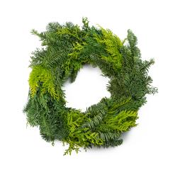 Green round Christmas wreath isolated on white background- Stock Photo or Stock Video of rcfotostock | RC Photo Stock