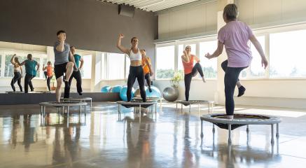 Group of people exercising on mini trampolines in a bright fitness studio : Stock Photo or Stock Video Download rcfotostock photos, images and assets rcfotostock | RC Photo Stock.: