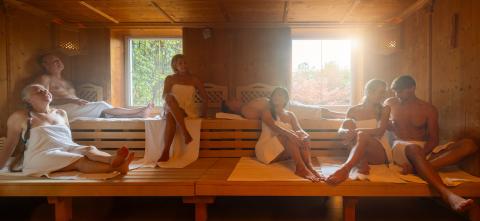 Group of people of various ages relaxing together in hot finnish sauna. dramtic light with Steam, spa and wellness concept.- Stock Photo or Stock Video of rcfotostock | RC Photo Stock
