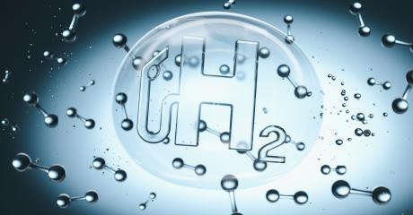 H2 Hydrogen gas pump symbol in a bubble in liquid with molecules- Stock Photo or Stock Video of rcfotostock | RC-Photo-Stock