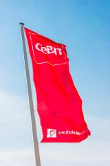 HANNOVER, GERMANY MARCH, 2017: Cebit sign on a flag. The Cebit is the biggest trade fair for information technology in the world.- Stock Photo or Stock Video of rcfotostock | RC Photo Stock