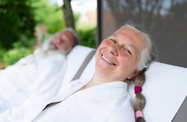 Happy married elderly couple relaxing at wellness spa resort. Senior Moments concept image- Stock Photo or Stock Video of rcfotostock | RC Photo Stock