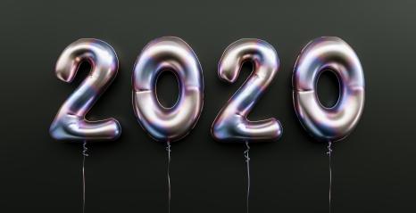 Happy New 2020 celebration. Silver foil balloons numeral 2020 on black background- Stock Photo or Stock Video of rcfotostock | RC Photo Stock