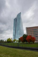 headquarters of the European Central Bank or ECB in Frankfurt am Main at a thunderstorm in autumn- Stock Photo or Stock Video of rcfotostock | RC-Photo-Stock