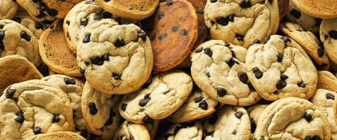 Heap of freshly baked cookies with chocolate chips as background texture - Stock Photo or Stock Video of rcfotostock | RC Photo Stock