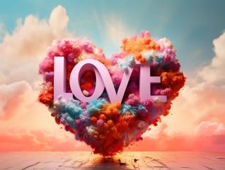 Heart-shaped cloud with 'LOVE' text in a colorful sky
- Stock Photo or Stock Video of rcfotostock | RC Photo Stock