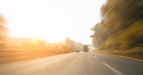 Highway motion view in early autumn foggy, copyspace for your individual text.- Stock Photo or Stock Video of rcfotostock | RC-Photo-Stock