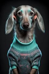 Hipster dachshund with Headphones wearing sweater (Generative AI) - Stock Photo or Stock Video of rcfotostock | RC Photo Stock