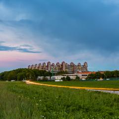 hospital aachen at sunset with cloudy sky- Stock Photo or Stock Video of rcfotostock | RC-Photo-Stock