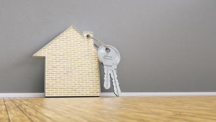 house with bricks and keys leaning on wall, financing concept - 3D Rendering- Stock Photo or Stock Video of rcfotostock | RC-Photo-Stock