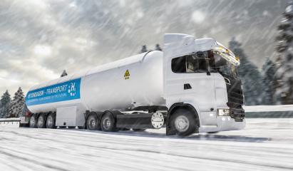 Hydrogen logistics concept. Truck with gas tank trailer on a snowy winter road. New Energy concept image- Stock Photo or Stock Video of rcfotostock | RC Photo Stock