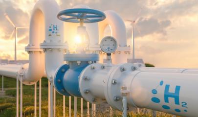 Hydrogen pipeline with manometer and wind turbines power plants in the background at sunset. Hydrogen Zero Emission energy storage concept image- Stock Photo or Stock Video of rcfotostock | RC Photo Stock