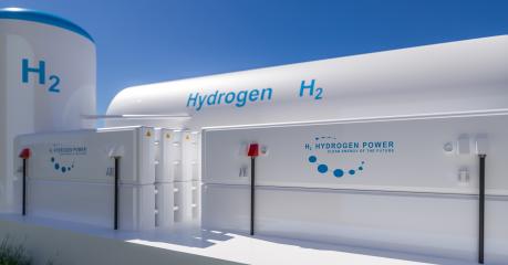Hydrogen renewable energy production - hydrogen gas for clean electricity solar and windturbine facility. 3d rendering.- Stock Photo or Stock Video of rcfotostock | RC Photo Stock