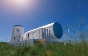 Hydrogen renewable energy production - hydrogen gas for clean electricity solar and windturbine facility. 3d rendering.- Stock Photo or Stock Video of rcfotostock | RC Photo Stock