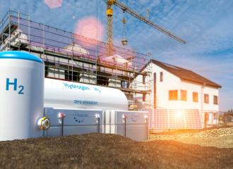 Hydrogen renewable energy production - hydrogen gas for clean electricity at real estate home- Stock Photo or Stock Video of rcfotostock | RC-Photo-Stock