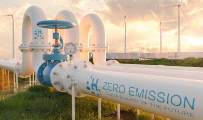 Hydrogen Zero Emission pipeline with wind turbines and solar panel power plants in the background at sunset. Hydrogen energy storage concept image- Stock Photo or Stock Video of rcfotostock | RC Photo Stock
