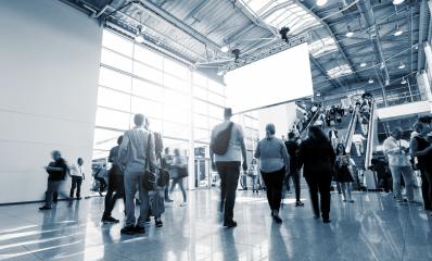 International trade fair entrance with Blurred people- Stock Photo or Stock Video of rcfotostock | RC Photo Stock