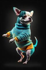 Jumping chihuahua dog in colorful Sweater against black background (Generative AI) : Stock Photo or Stock Video Download rcfotostock photos, images and assets rcfotostock | RC Photo Stock.: