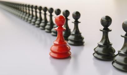Leadership concept, red pawn of chess, standing out from the crowd of blacks : Stock Photo or Stock Video Download rcfotostock photos, images and assets rcfotostock | RC-Photo-Stock.: