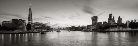 London Cityscape panorama at dusk in monochrome colors- Stock Photo or Stock Video of rcfotostock | RC Photo Stock