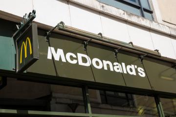 LONDON, UNITED KINGDOM MAY, 2017: McDonalds store logo sign. It is the world's largest chain of hamburger fast food restaurants.- Stock Photo or Stock Video of rcfotostock | RC-Photo-Stock