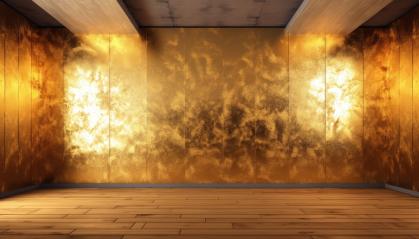 Luxurious golden room with textured walls and wooden floor- Stock Photo or Stock Video of rcfotostock | RC Photo Stock