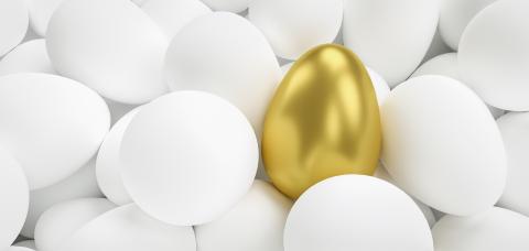 luxury golden egg between many white eggs - 3D Rendering- Stock Photo or Stock Video of rcfotostock | RC Photo Stock