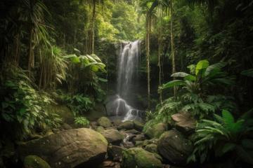 Majestic waterfall amidst dense, tropical rainforest greenery : Stock Photo or Stock Video Download rcfotostock photos, images and assets rcfotostock | RC Photo Stock.: