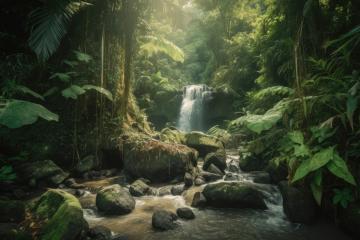 Majestic waterfall in a dense, misty tropical forest- Stock Photo or Stock Video of rcfotostock | RC Photo Stock
