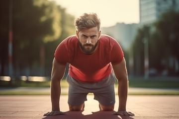 Man doing push-ups in urban park at sunset
 : Stock Photo or Stock Video Download rcfotostock photos, images and assets rcfotostock | RC Photo Stock.: