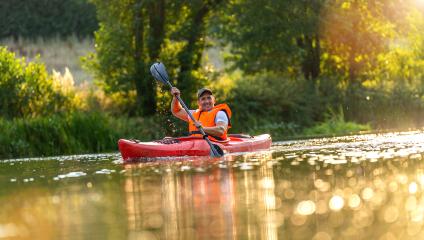 Man paddling with kayak on river for water sport- Stock Photo or Stock Video of rcfotostock | RC Photo Stock