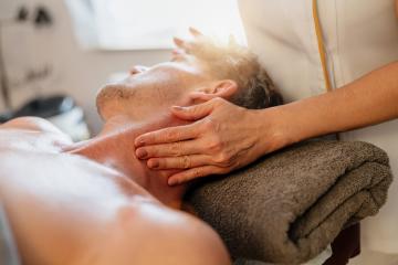 Man receiving neck massage from therapist in spa Wellness Hotel : Stock Photo or Stock Video Download rcfotostock photos, images and assets rcfotostock | RC Photo Stock.: