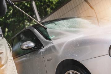 Manual car wash with pressurized water in car wash outside- Stock Photo or Stock Video of rcfotostock | RC-Photo-Stock