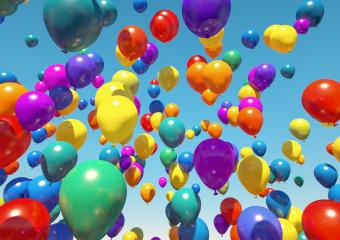many colorful Balloons Flying to the blue sky - 3D Rendering- Stock Photo or Stock Video of rcfotostock | RC-Photo-Stock