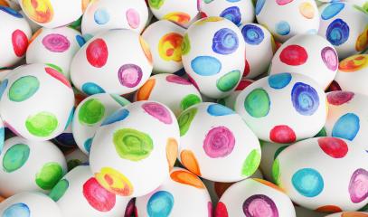 Many colorful watercolor easter eggs painted for easter - Stock Photo or Stock Video of rcfotostock | RC-Photo-Stock