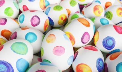 Many colorful watercolored easter eggs painted for easter - Stock Photo or Stock Video of rcfotostock | RC-Photo-Stock