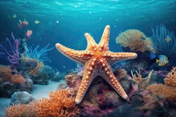 Marine Wildlife Featuring a Starfish on a Coral Reef Underwater in Natural Environment, generative AI- Stock Photo or Stock Video of rcfotostock | RC Photo Stock