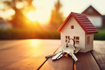 Miniature wooden house with keys at sunset
 : Stock Photo or Stock Video Download rcfotostock photos, images and assets rcfotostock | RC Photo Stock.: