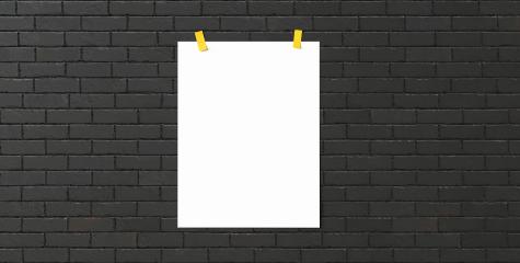 Mock up poster in a loft interior, background with space for text, template design. Empty picture on black brick wall- Stock Photo or Stock Video of rcfotostock | RC Photo Stock
