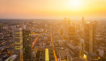 Modern skyline of Frankfurt at sunset, Germany- Stock Photo or Stock Video of rcfotostock | RC-Photo-Stock