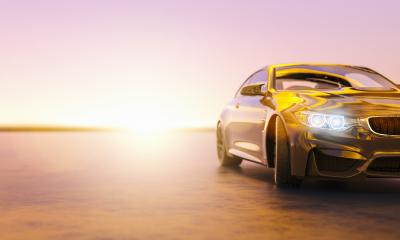 Modern sports car at the street on sunset, copyspace for your individual text.- Stock Photo or Stock Video of rcfotostock | RC-Photo-Stock