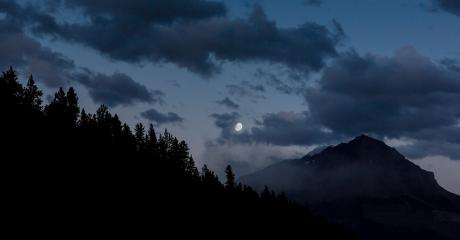 Moonrise at the Rocky mountains in the banff national park canada - Stock Photo or Stock Video of rcfotostock | RC Photo Stock