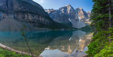 Moraine Lake in the morning at Sunrise in banff canada panorma : Stock Photo or Stock Video Download rcfotostock photos, images and assets rcfotostock | RC Photo Stock.: