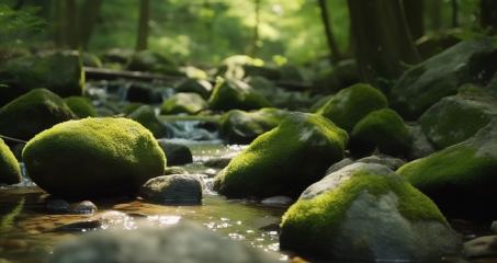 Mossy rocks in a serene forest creek with dappled sunlight
 : Stock Photo or Stock Video Download rcfotostock photos, images and assets rcfotostock | RC Photo Stock.:
