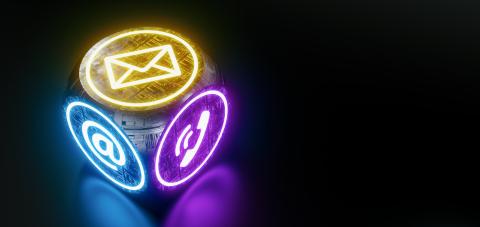 Neon light cube with many contact options for communication support hotline : Stock Photo or Stock Video Download rcfotostock photos, images and assets rcfotostock | RC-Photo-Stock.: