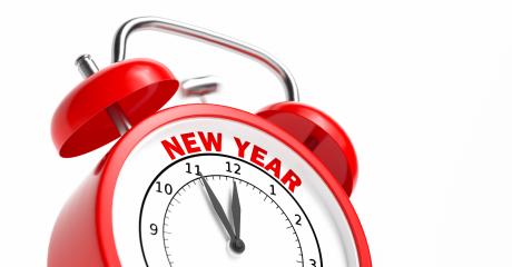 New Yeark as concept on a red vintage alarm clock- Stock Photo or Stock Video of rcfotostock | RC-Photo-Stock