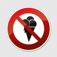No ice cream sign. No ice allowed in this area, Forbid ice waffle creamy Halt allowed, prohibition sign on checked transparent background. Vector illustration. Eps 10 vector file.- Stock Photo or Stock Video of rcfotostock | RC Photo Stock