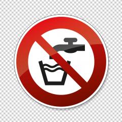 Not drinkable water. Do not use water to drink in this area, prohibition sign, on checked transparent background. Vector illustration. Eps 10 vector file. : Stock Photo or Stock Video Download rcfotostock photos, images and assets rcfotostock | RC Photo Stock.: